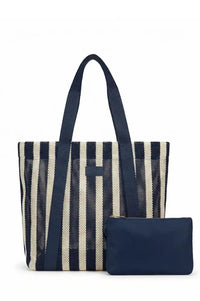 Nooki Hackney Blue Mix Striped Shopper - The Mercantile London