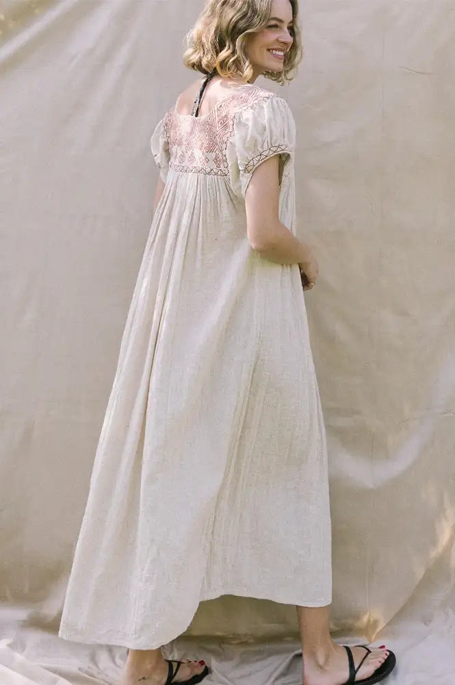 Arifah Studio Chiapas Terracotta Embroidered Dress