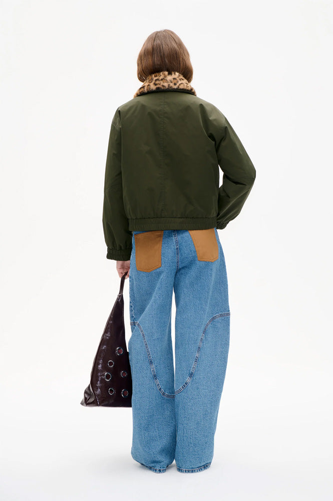 Baum Und Pferdgarten Bronte Green Leopard Bomber Jacket - The Mercantile London