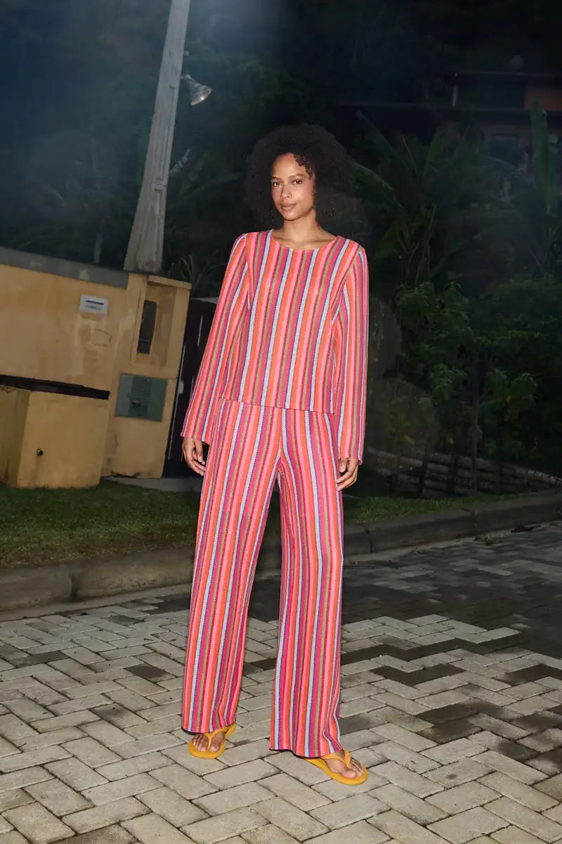 ICHI Libella Multi Stripe Pants - The Mercantile London