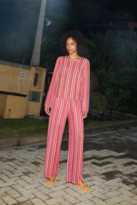 ICHI Libella Multi Stripe Pants - The Mercantile London