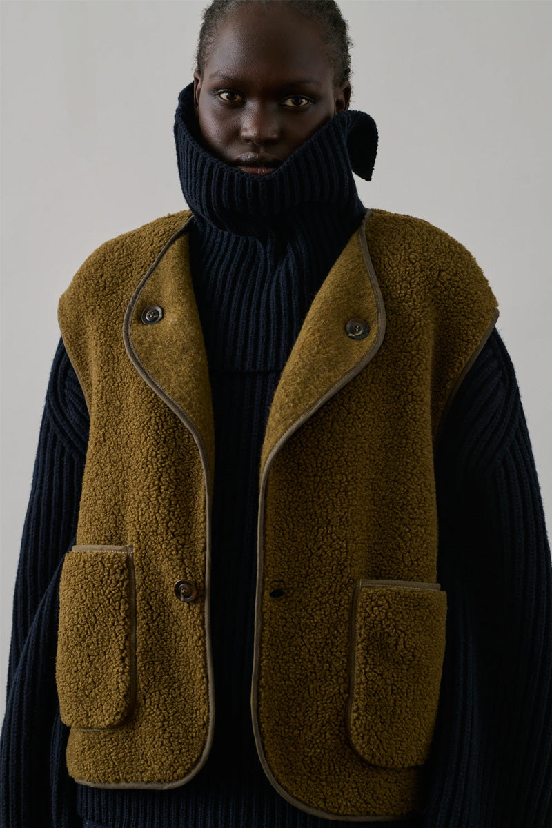 Soeur Floyd Bronze Sherpa Sleeveless Jacket - The Mercantile London
