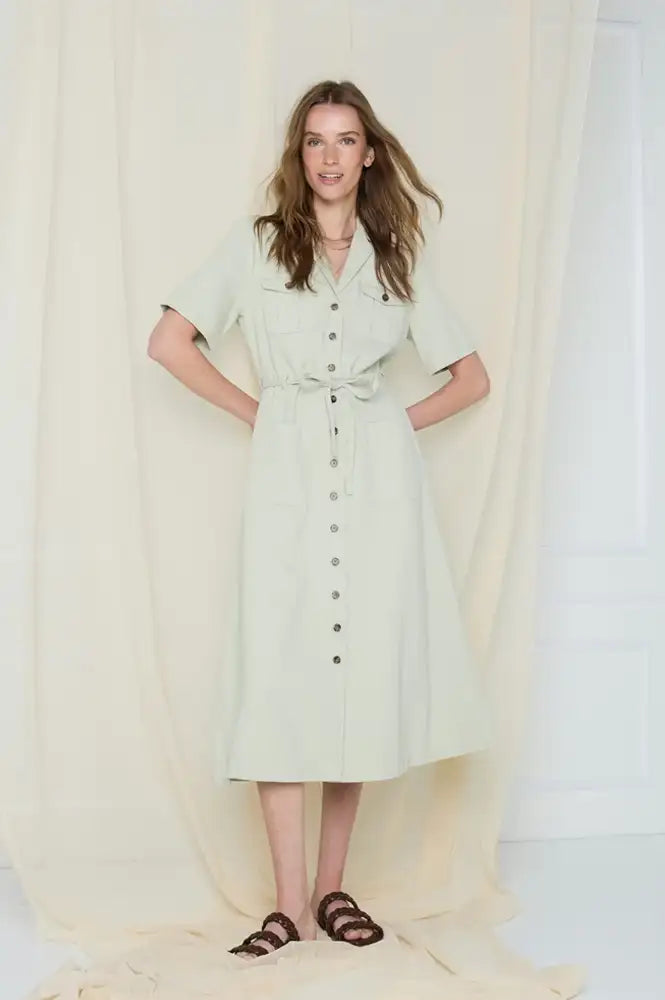 Atelier Rêve Kunis Celadon Green Dress - The Mercantile London