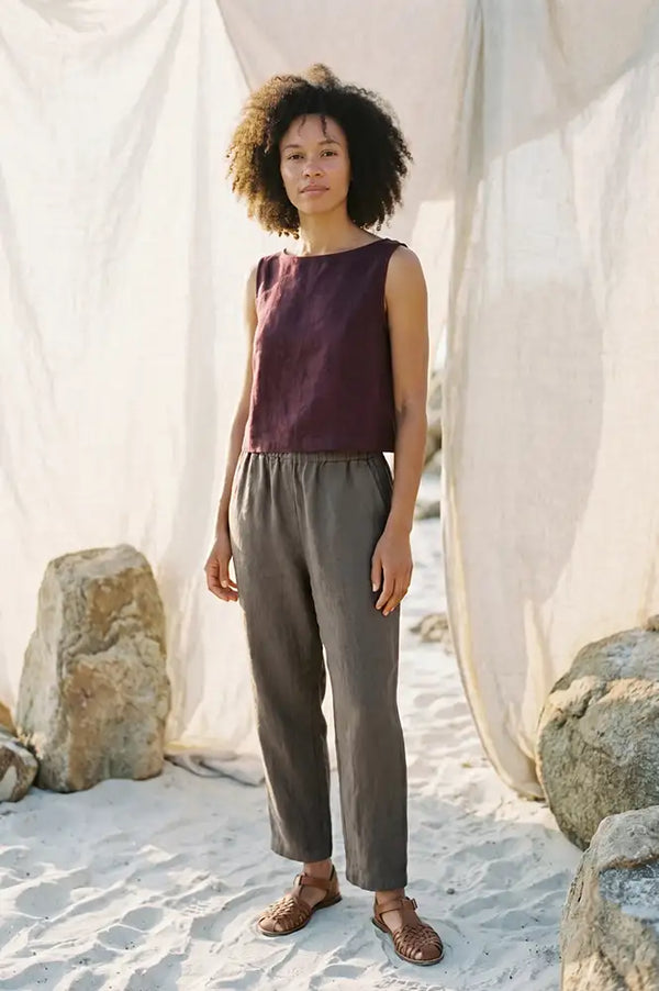 Artisans Of Humanity Wine Linen Tank Top