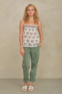 M.A.B.E Stella Ecru And Rust Print Camisole