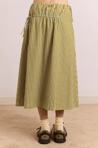 Damson Madder Caspia Basil Stripe Midi Skirt