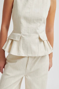 Second Female Roselia Eggnog Peplum Top - The Mercantile London