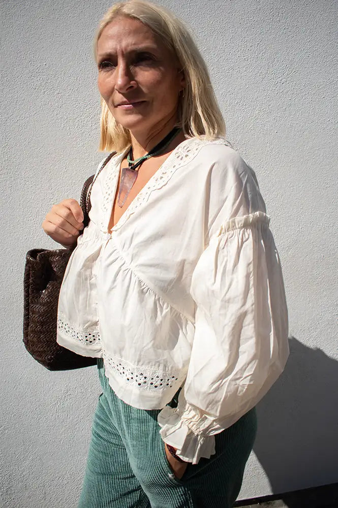 By Together Ecru Eyelet Detail Blouse