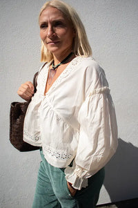By Together Ecru Eyelet Detail Blouse