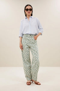 By-Bar Lew Green Cheetah Print Trousers