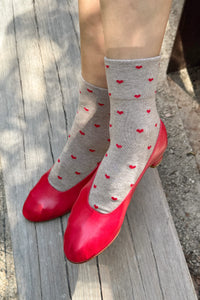 Le Bon Shoppe Latte & Red Heart Sneaker Socks