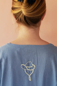 Habiba Polly Sea Blue Embroidered Dress