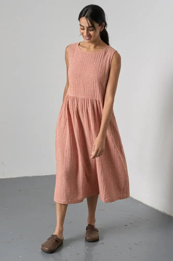 Bibico Elaine Rust Check Dress - The Mercantile London
