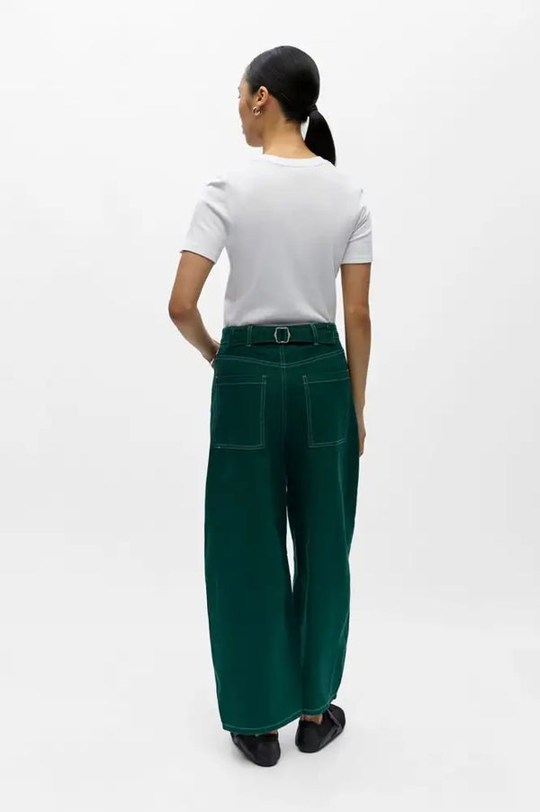 Object Mio Andrea Botanical Green Barrel Leg Jeans - The Mercantile London