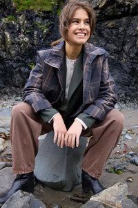 ICHI Cronto Dark Navy Check Jacket
