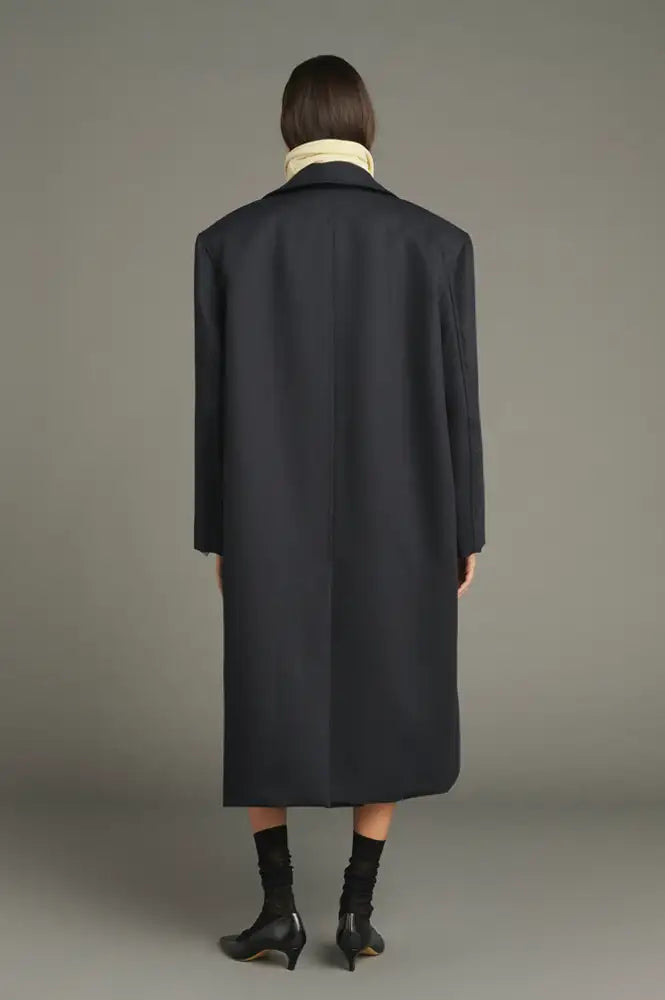 Soeur Liam Deep Navy Virgin Wool Coat
