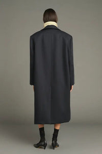 Soeur Liam Deep Navy Virgin Wool Coat