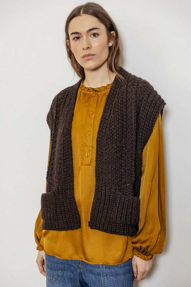 Project AJ117 Susie Chocolate Knit Vest - The Mercantile London