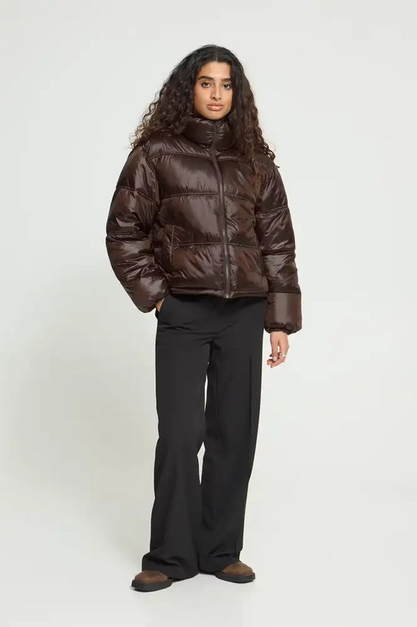 ICHI Fecina Mole Brown Puffer Jacket