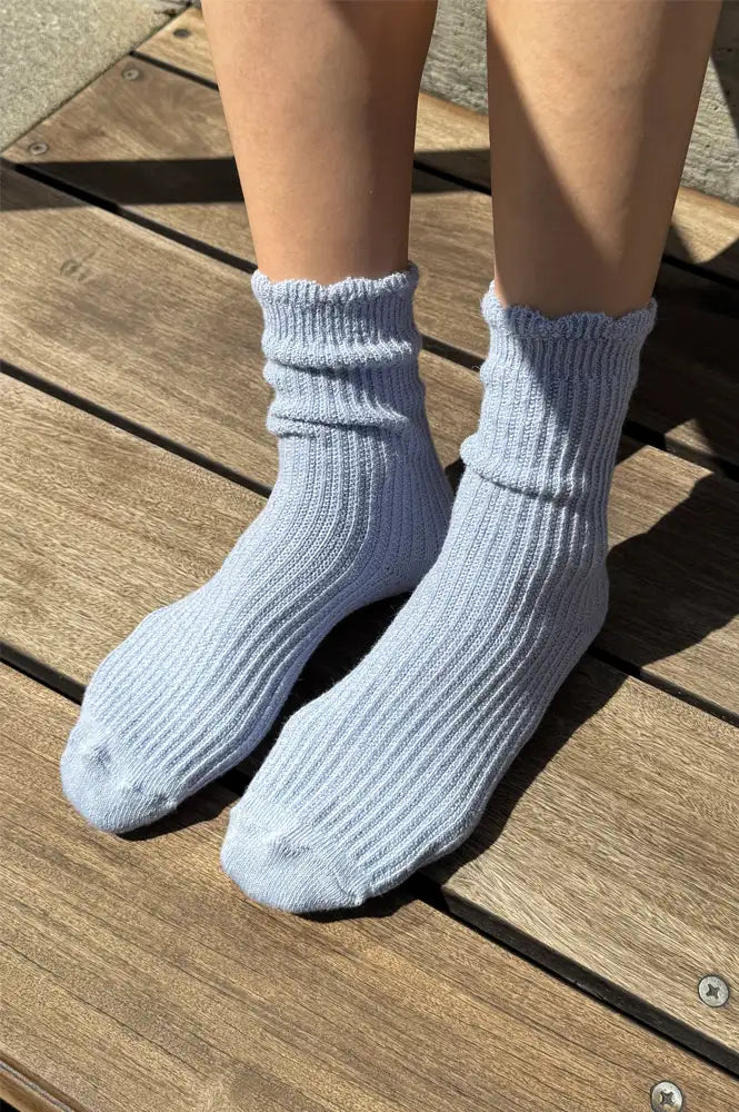 Le Bon Shoppe Linen Scallop Pale Blue Socks