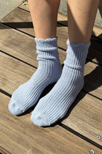 Le Bon Shoppe Linen Scallop Pale Blue Socks