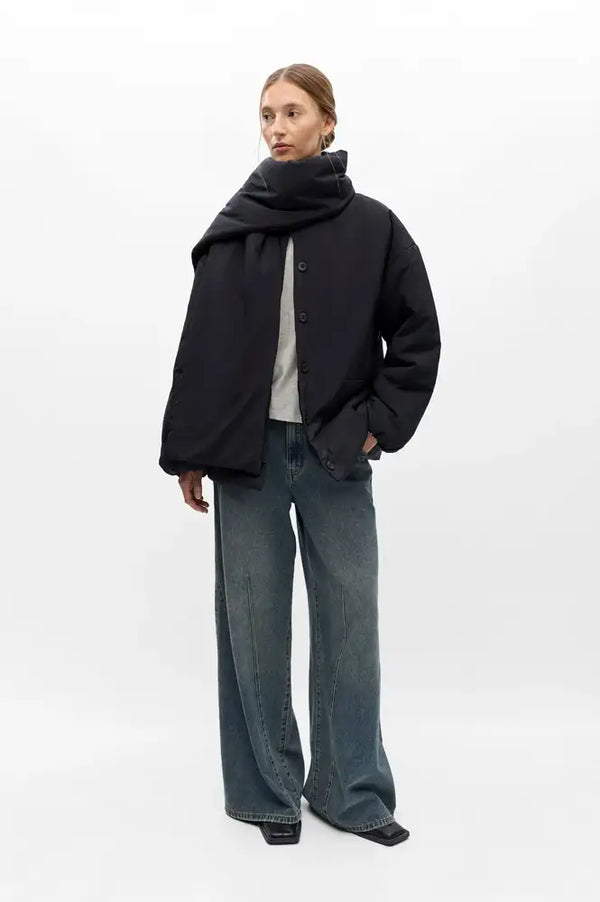 Object Gemmi Black Padded Scarf Jacket
