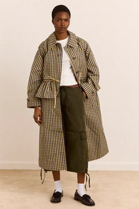 Damson Madder Myrtle Navy Gingham Detachable Trench Coat