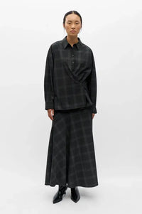 Object Diena Gunmetal Check Asymmetric Shirt
