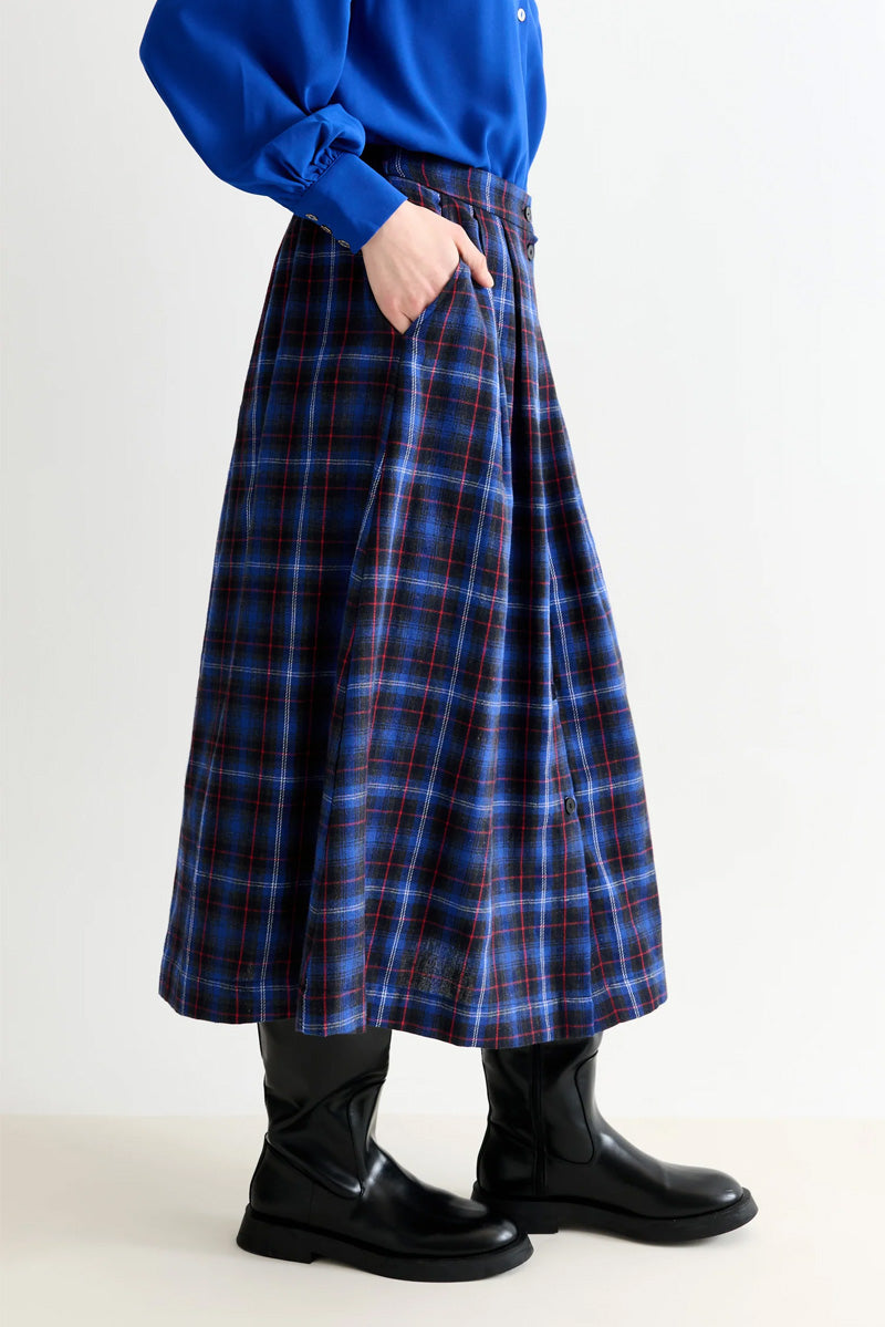 Louche Bia Blue Winter Check Skirt - The Mercantile London