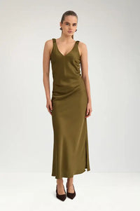 Numph Evelyn Fir Green Midi Dress
