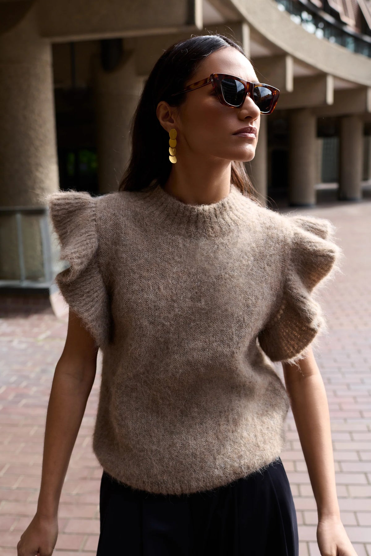 By-Bar Fossy Spencer Biscuit Melee Sleeveless Knit