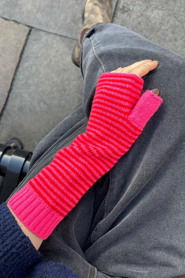 Somerville Pink & Red Cashmere Wrist Warmers