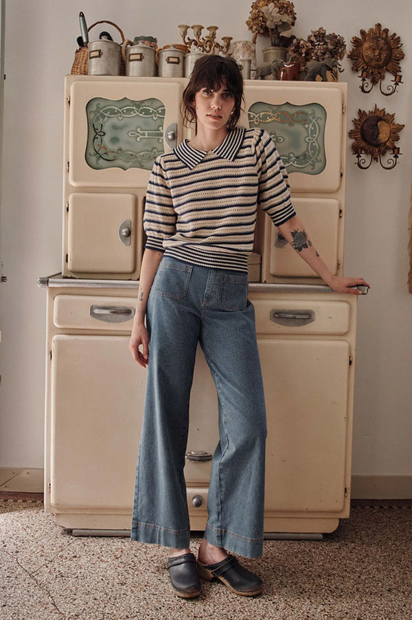 Emile Et Ida Dauphine Marina Blue Polo Top - The Mercantile London