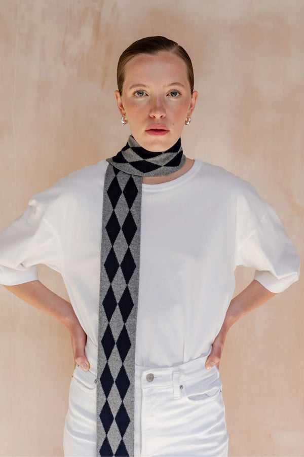 TBCo Charcoal Harlequin Skinny Scarf