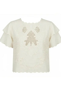 Nooki Tate Ecru Embroidered Cut-Out Top - The Mercantile London