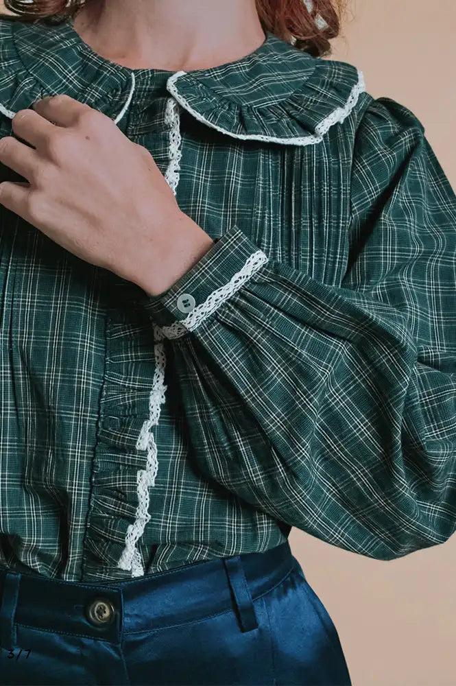 Emile Et Ida Eboto Forest Checks Plissée Blouse