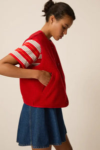 Des Petits Hauts Zlata Red Sleeveless Jacket