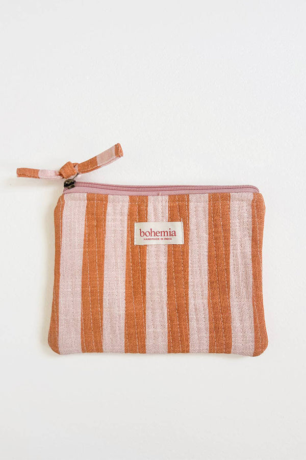 Bohemia Jaipur Stripe Pink City Medium Pouch - The Mercantile London