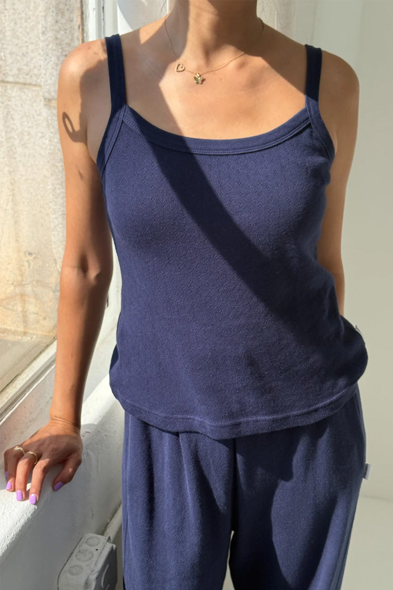 Le Bon Shoppe Eve Pointelle Navy Cami - The Mercantile London