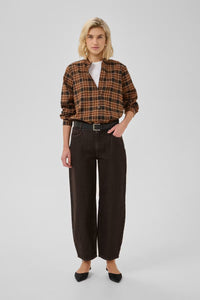 My Essential Wardrobe Lance Dark Brown Barrel Jean