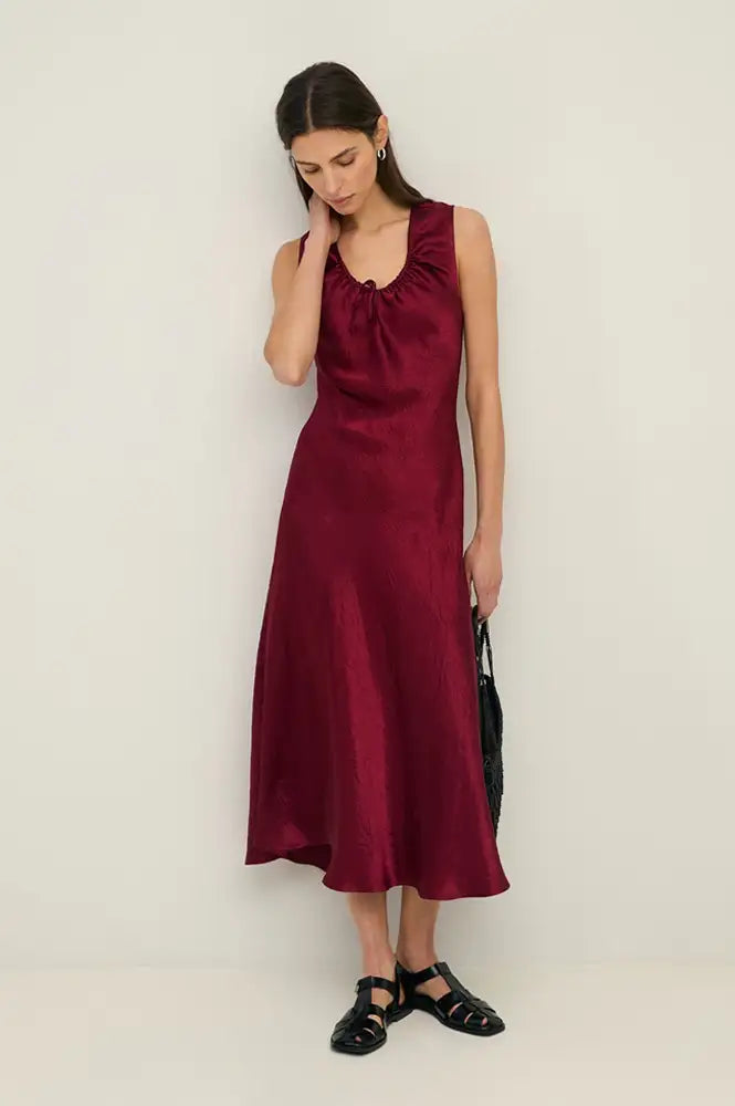 Yerse Raspberry Tie Front Dress - The Mercantile London