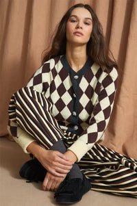 Sophie + Lucie Harlequin Brown Knitted Cardigan