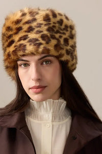 Helen Moore Leopard Faux Fur Pillbox Hat
