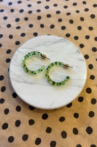 B.M.L Marseille  Green Thin Resin Hoop Earrings - The Mercantile London