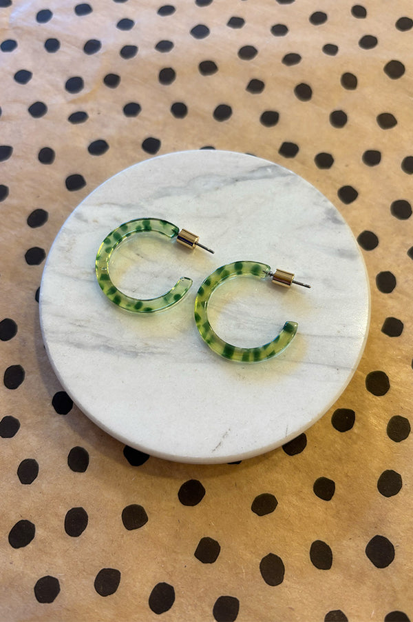 B.M.L Marseille  Green Thin Resin Hoop Earrings - The Mercantile London