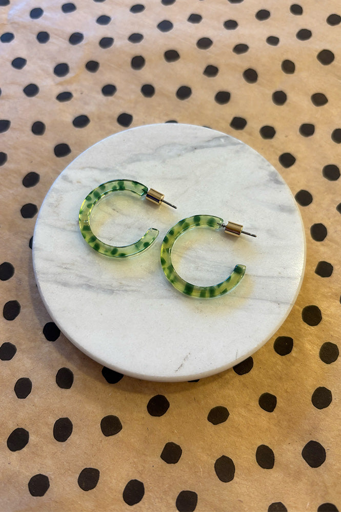 B.M.L Marseille  Green Thin Resin Hoop Earrings - The Mercantile London