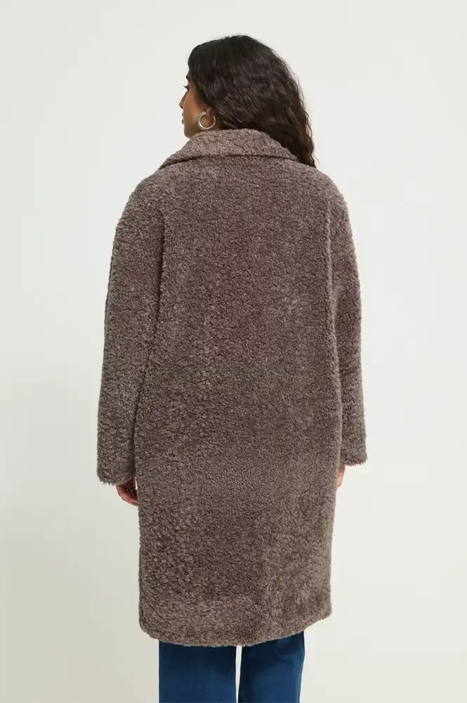 ICHI Halavala Falcon Grey Shearling Coat