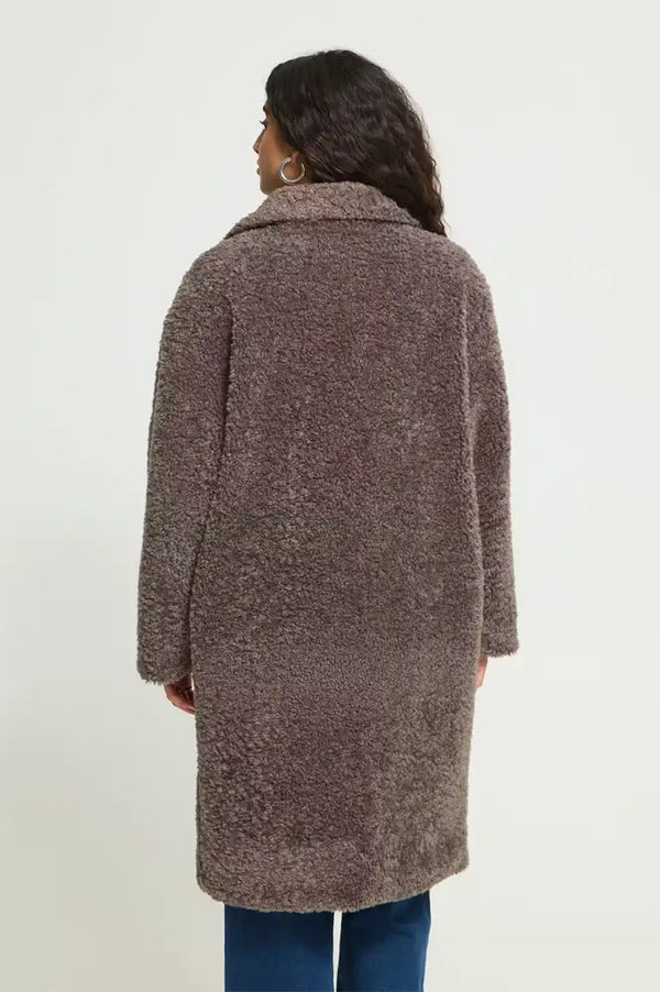 ICHI Halavala Falcon Grey Shearling Coat