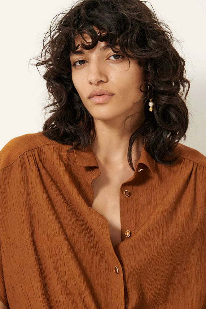 Sessùn Alfassa Caramel Tie Shirt - The Mercantile London