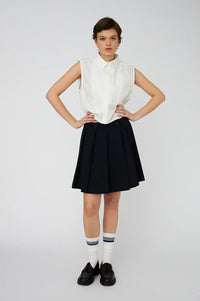 Stella Nova Navy Plissé Mini Skirt - The Mercantile London